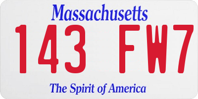 MA license plate 143FW7