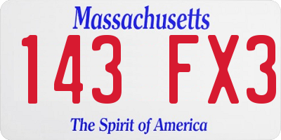 MA license plate 143FX3