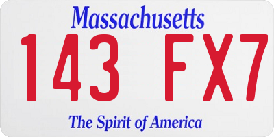 MA license plate 143FX7