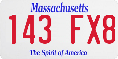 MA license plate 143FX8