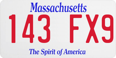 MA license plate 143FX9