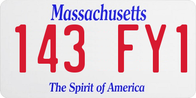 MA license plate 143FY1