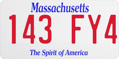 MA license plate 143FY4