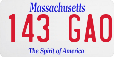 MA license plate 143GA0