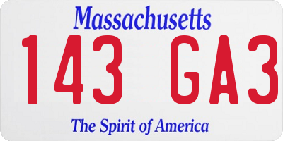 MA license plate 143GA3