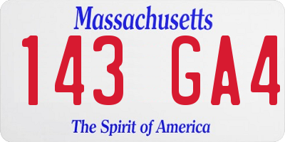 MA license plate 143GA4