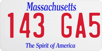 MA license plate 143GA5