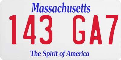 MA license plate 143GA7