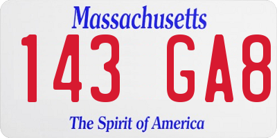 MA license plate 143GA8