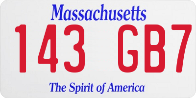 MA license plate 143GB7