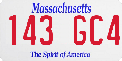 MA license plate 143GC4
