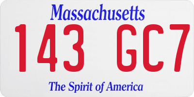 MA license plate 143GC7