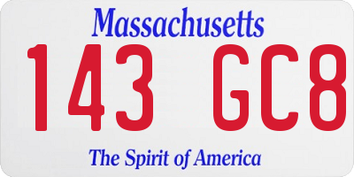 MA license plate 143GC8