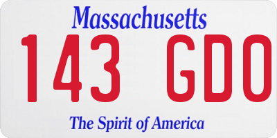 MA license plate 143GD0