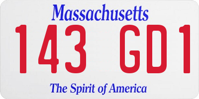 MA license plate 143GD1