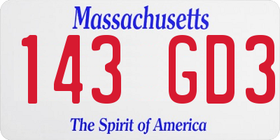 MA license plate 143GD3