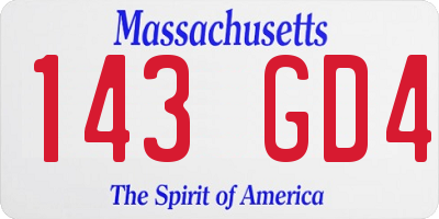 MA license plate 143GD4