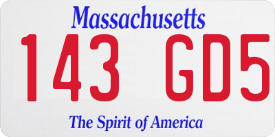 MA license plate 143GD5