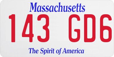 MA license plate 143GD6
