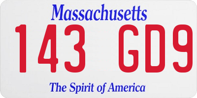 MA license plate 143GD9