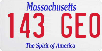 MA license plate 143GE0