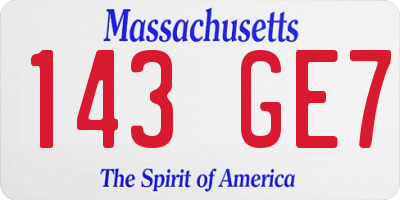 MA license plate 143GE7