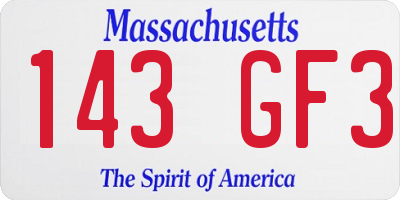 MA license plate 143GF3