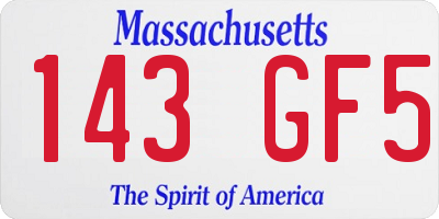 MA license plate 143GF5