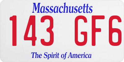 MA license plate 143GF6