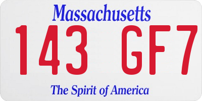 MA license plate 143GF7