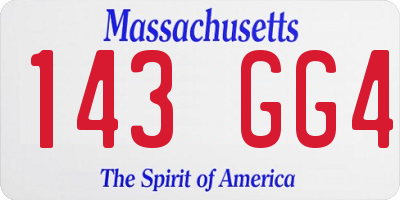 MA license plate 143GG4