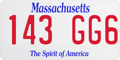 MA license plate 143GG6