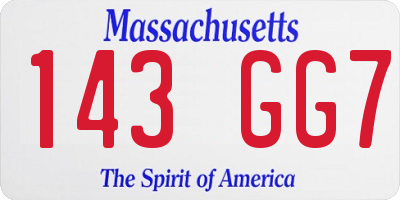 MA license plate 143GG7