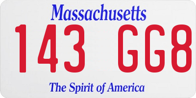 MA license plate 143GG8