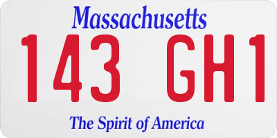 MA license plate 143GH1