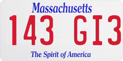 MA license plate 143GI3