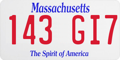 MA license plate 143GI7