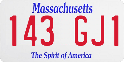 MA license plate 143GJ1