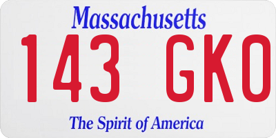 MA license plate 143GK0
