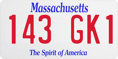 MA license plate 143GK1