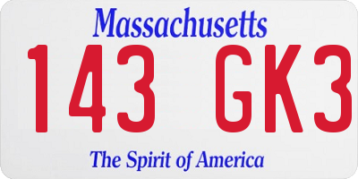MA license plate 143GK3