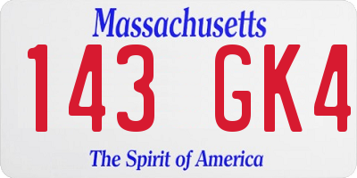 MA license plate 143GK4