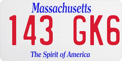 MA license plate 143GK6