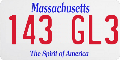 MA license plate 143GL3