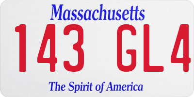 MA license plate 143GL4