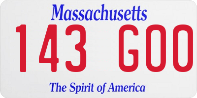 MA license plate 143GO0