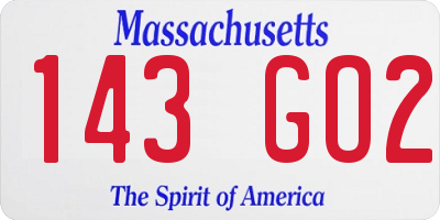 MA license plate 143GO2