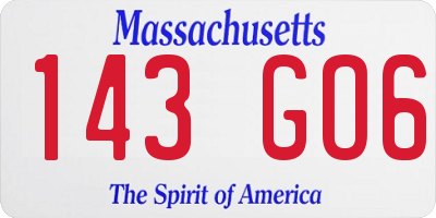 MA license plate 143GO6
