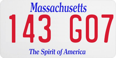 MA license plate 143GO7