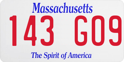 MA license plate 143GO9
